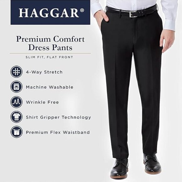 New Haggar  32X32  Comfort Performance Stretch Wrinkle Free Repreve Pants - Picture 1 of 8